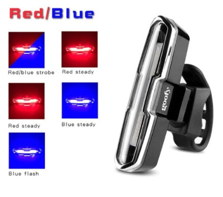 red and blue flashing bicycle lights