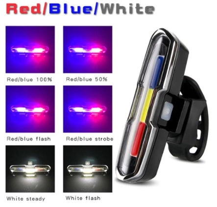 red and blue flashing bicycle lights