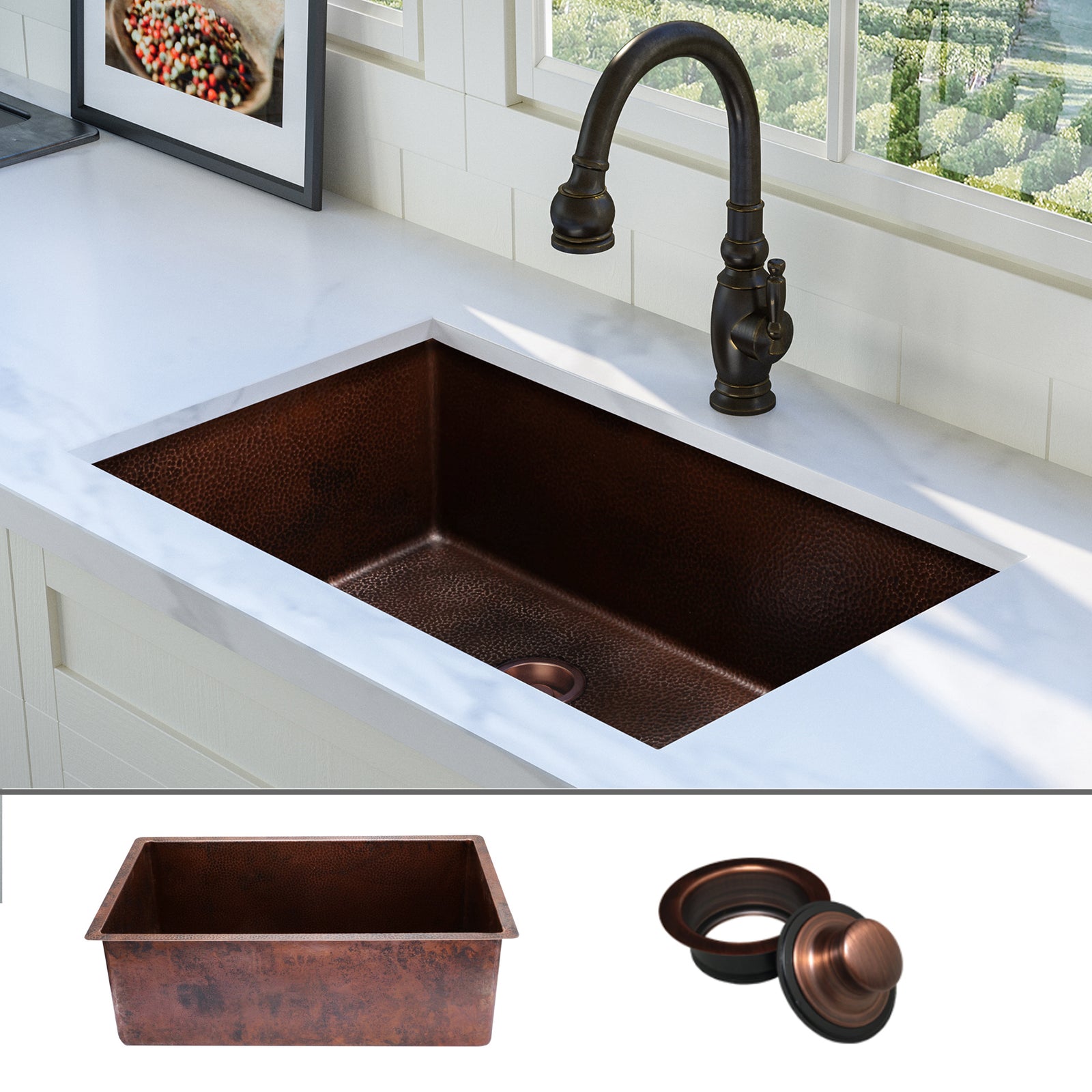 Luxury 30 Inch Hammered Copper Undermount Sink Single Bowl FSW1102   FSW1102 002 1600x 