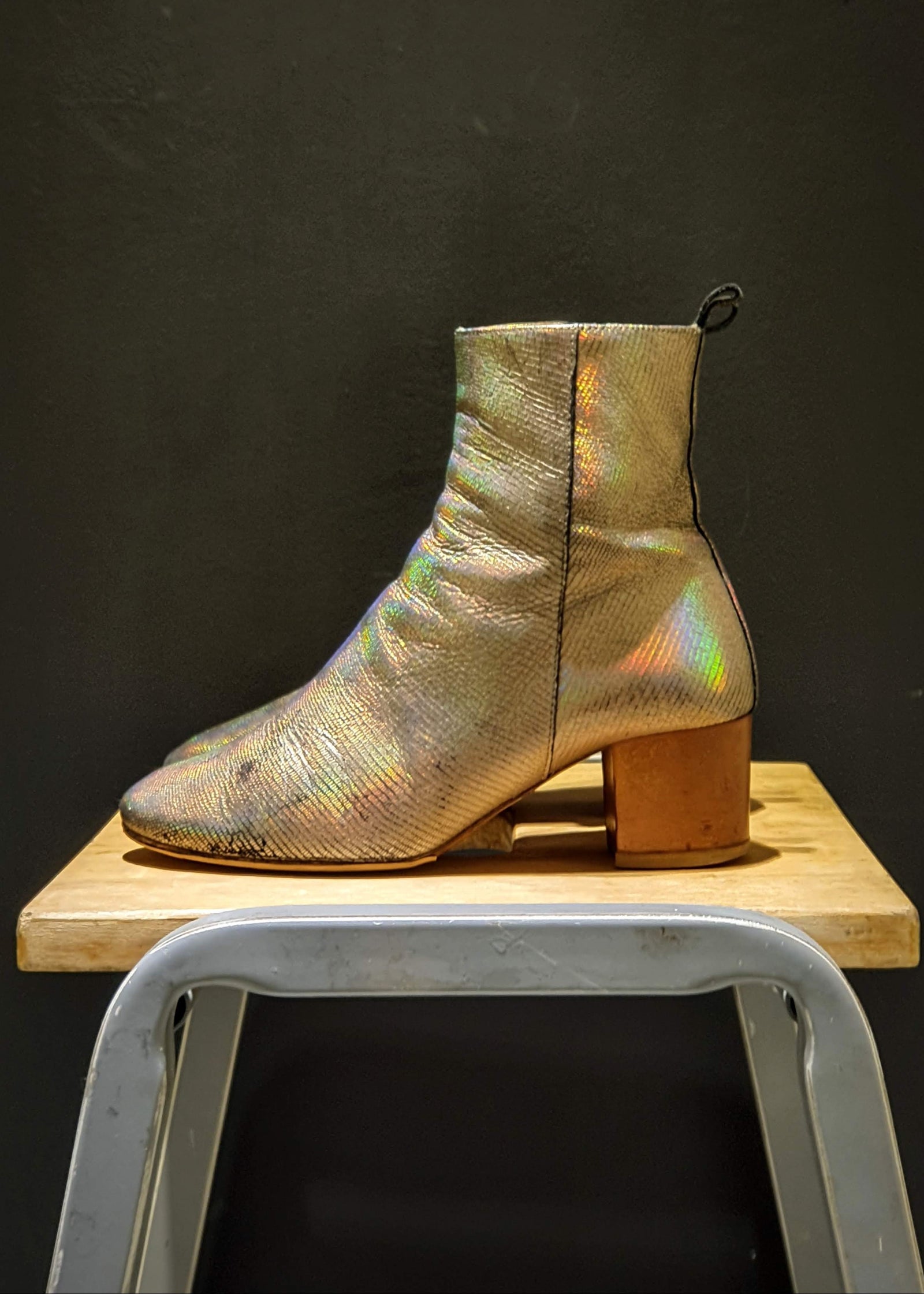 Preworn Preloved 'ISABEL MARANT' - Gold Ankle Boots, Size 4 UK – OVERIDER