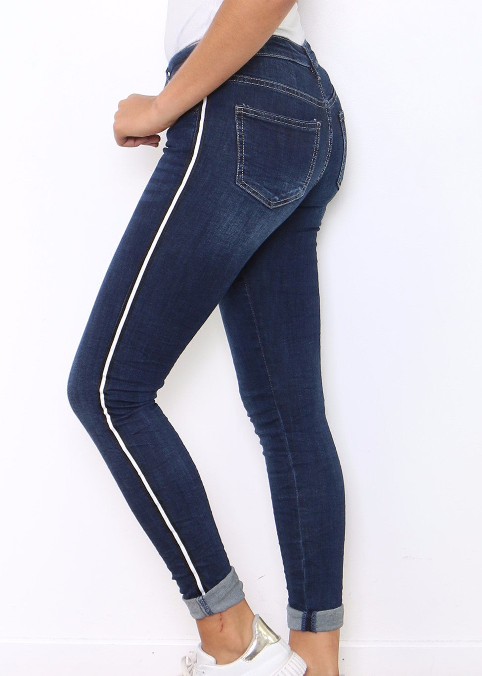 jeans white stripe