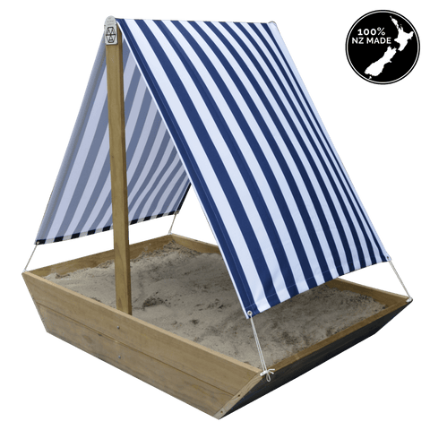 Wooden Sandpit with cover and shade sail