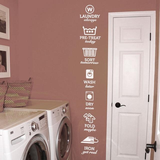 The Rules Of Laundry Decals Laundry Tag Stickers Pattern Wash Dry Fold Iron Laundry Room Vinyl