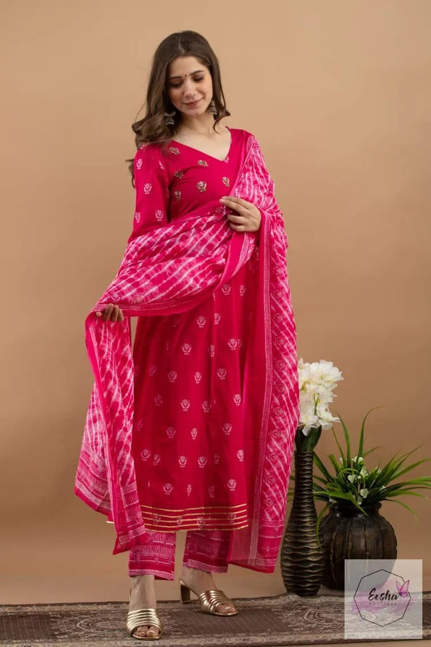 Pink Silk Kurti w/ Legging and Dupatta – Bawri Collection