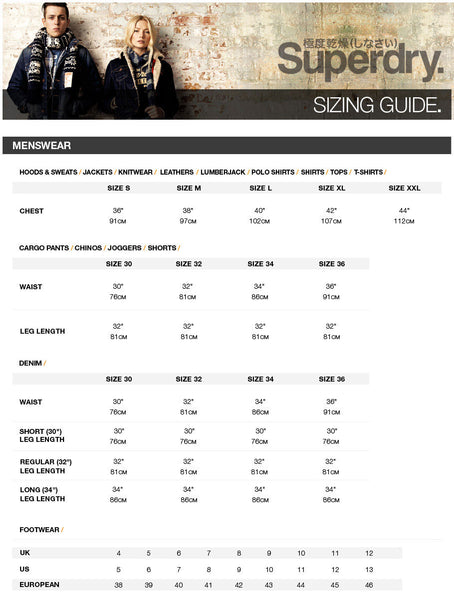 Superdry Footwear Size Chart