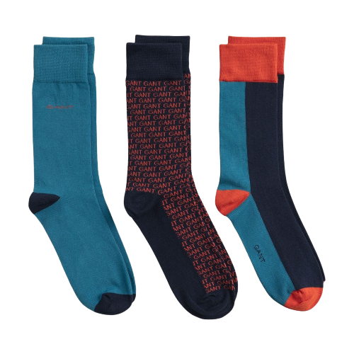 3 Pack Colour Mixed Socks - Nautical Blue (Aqua)| Saxony Blue