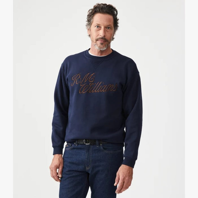 R M Williams Script Crew Neck Jumper - Khaki