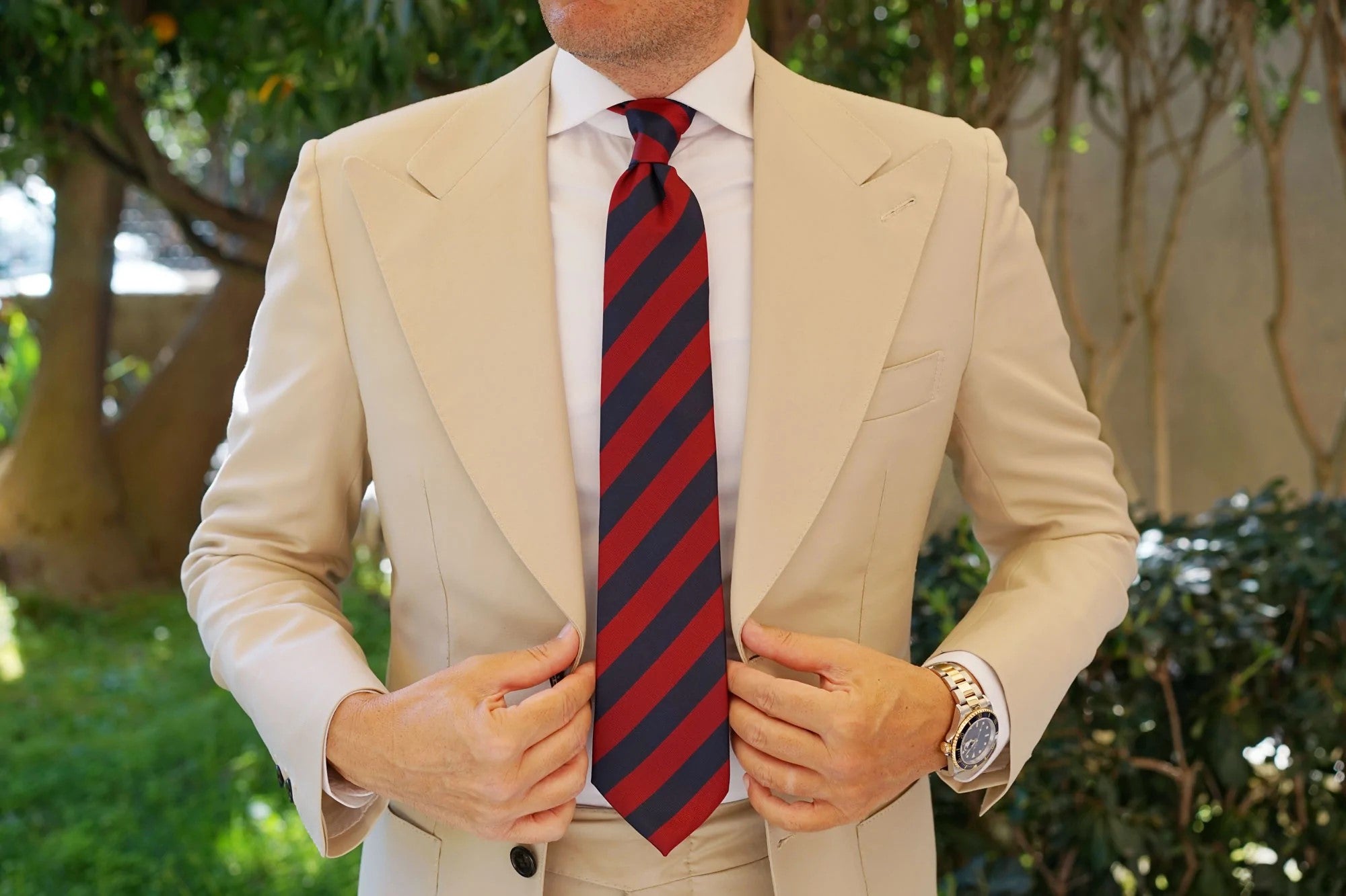 Awning Striped Tie - Burgundy & Navy Blue