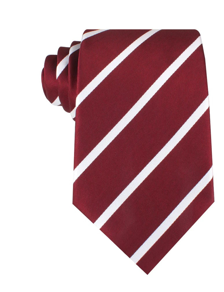 Pencil Stripe Tie - Burgundy with White