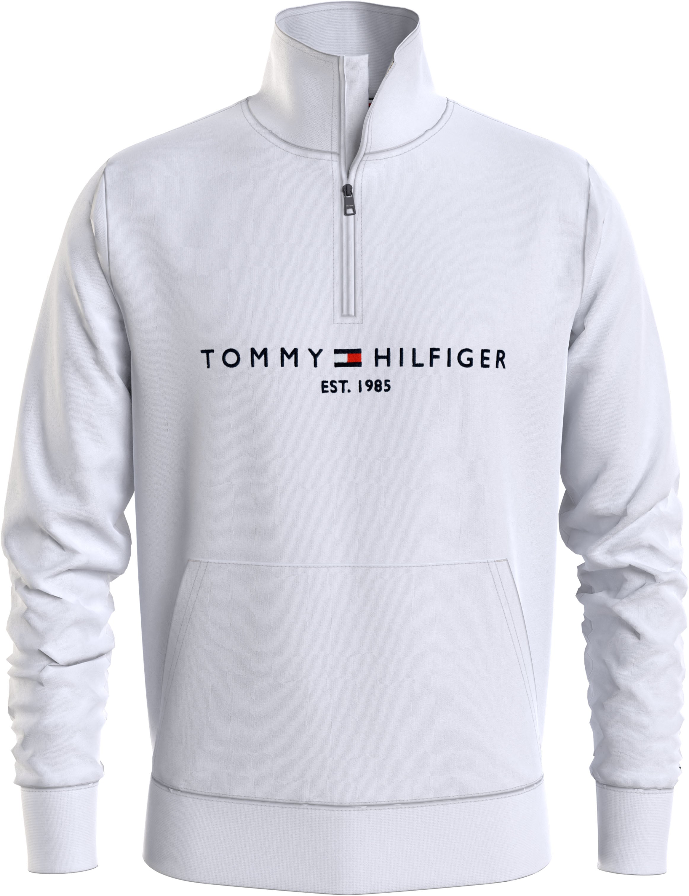 Tommy Hilfiger -  Logo Zip Mockneck Sweatshirt - White