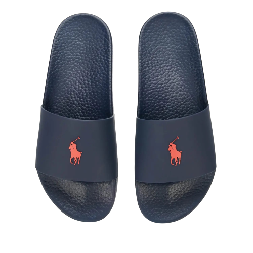 Polo Slide Sandals - Navy with Red Polo Pony | Blowes Clothing