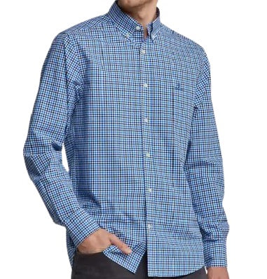 3 Colour Gingham Shirt - College Blue | Pumpkin Orange