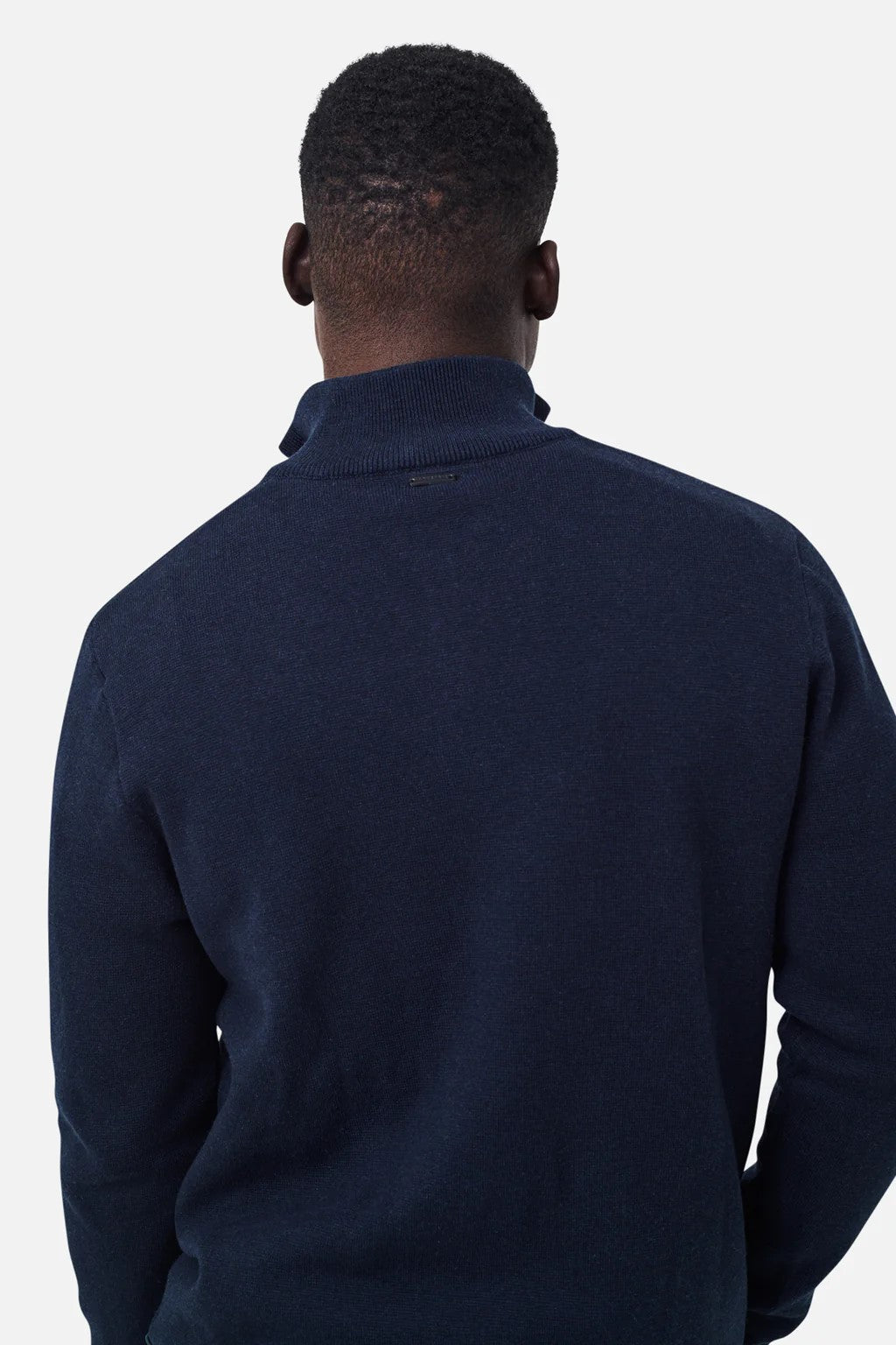 The Lakewood Zip Neck Sweater - Dark Navy Melange