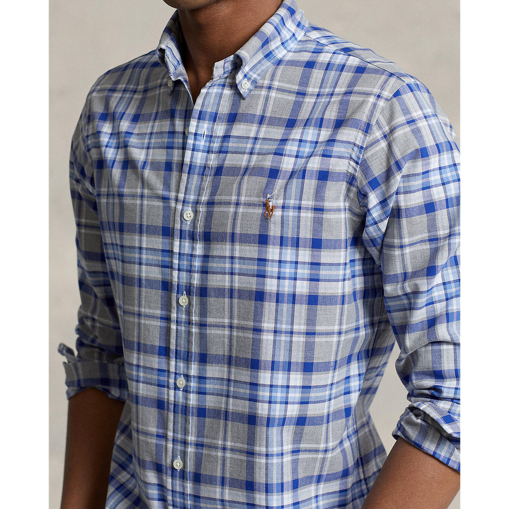 Oxford Shirt - Plaid - Blue, White & Grey | Blowes Clothing