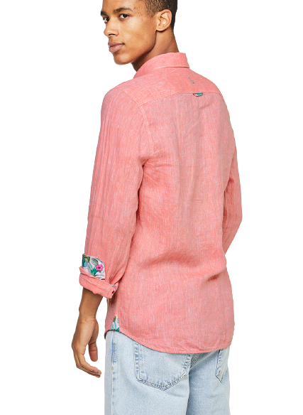 Linen Shirt - Salmon | White