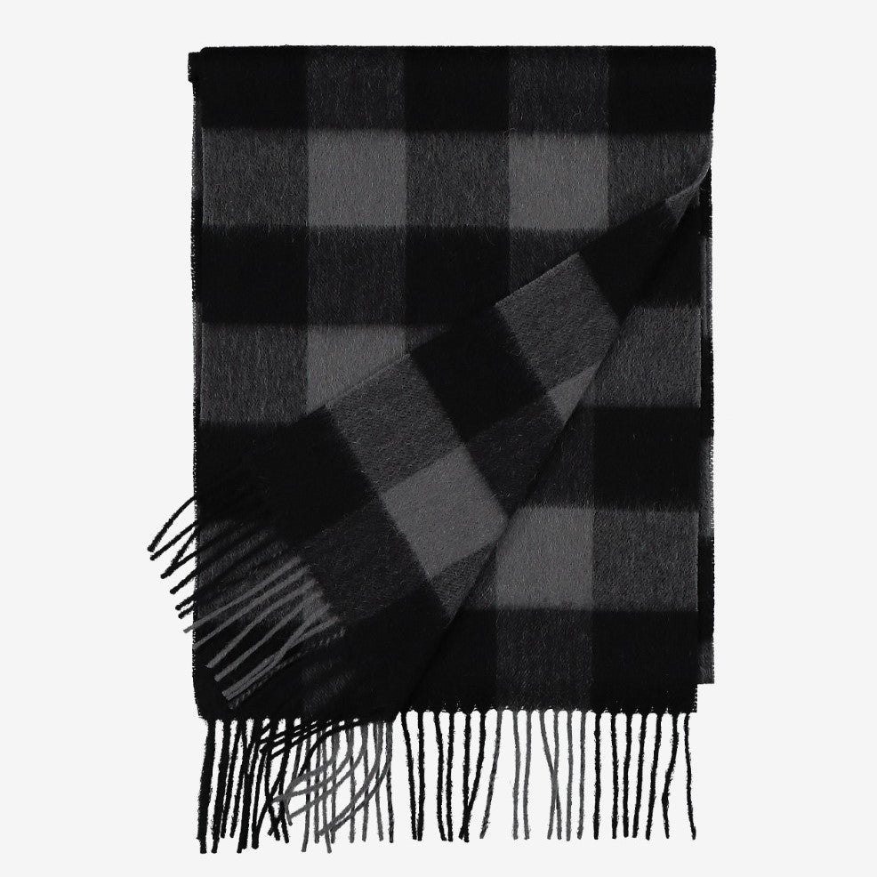 Unisex Wool Scarf - Charcoal/Black Check