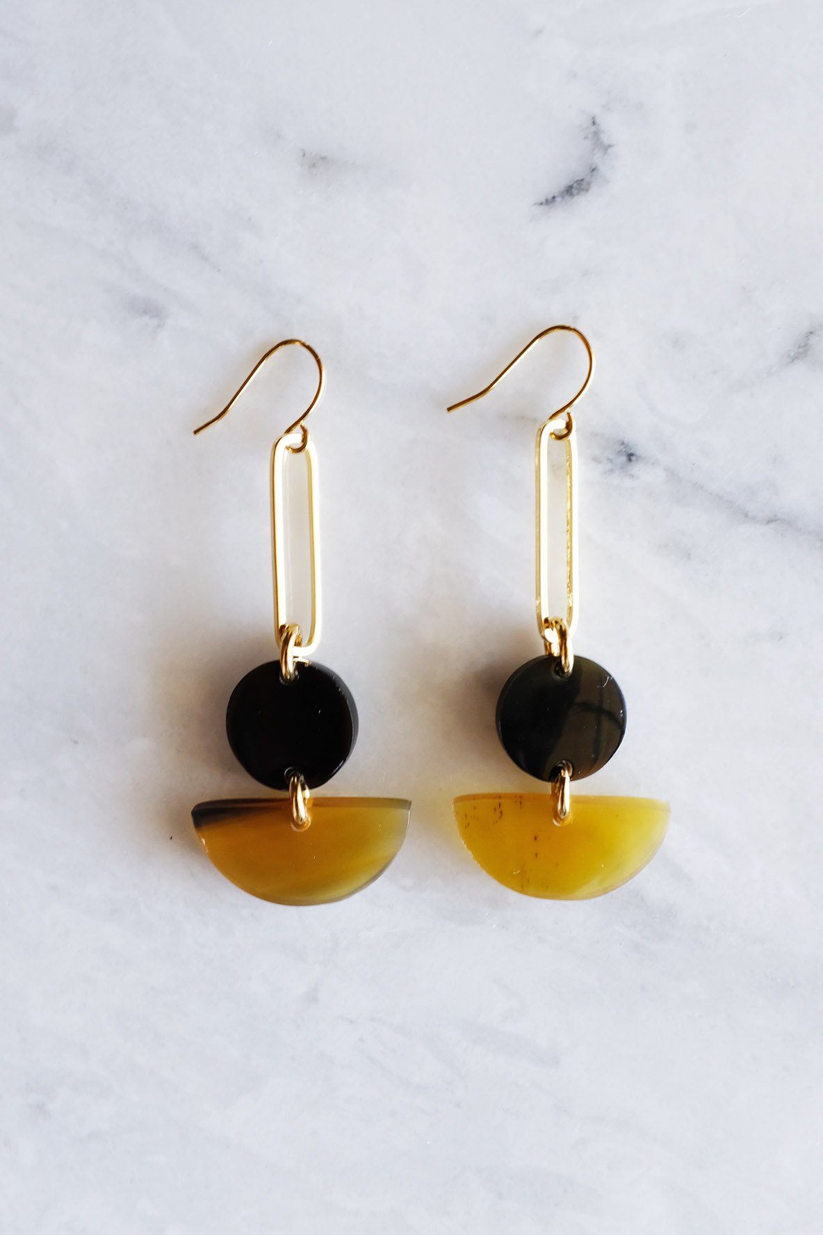 Tho Bar & Geo Buffalo Horn Earrings