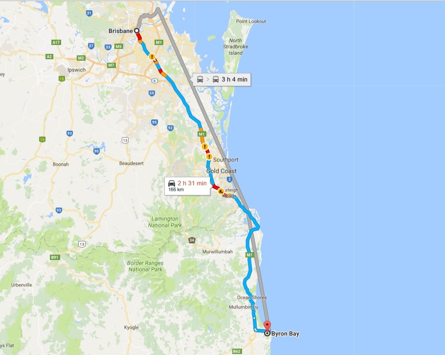 travel brisbane to byron bay