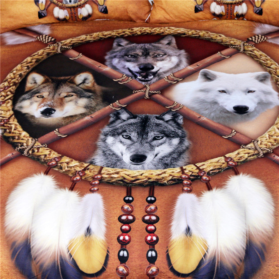 Wolves Dreamcatcher Bedding Set Native American Indian Wolf Duvet