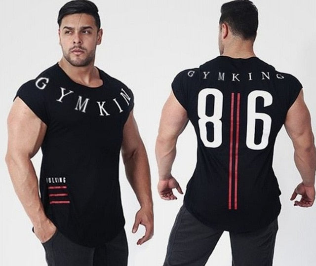 Mens Sports Cotton T Shirt Gym Fitness Bodybuilding Workout Training Tee Tops