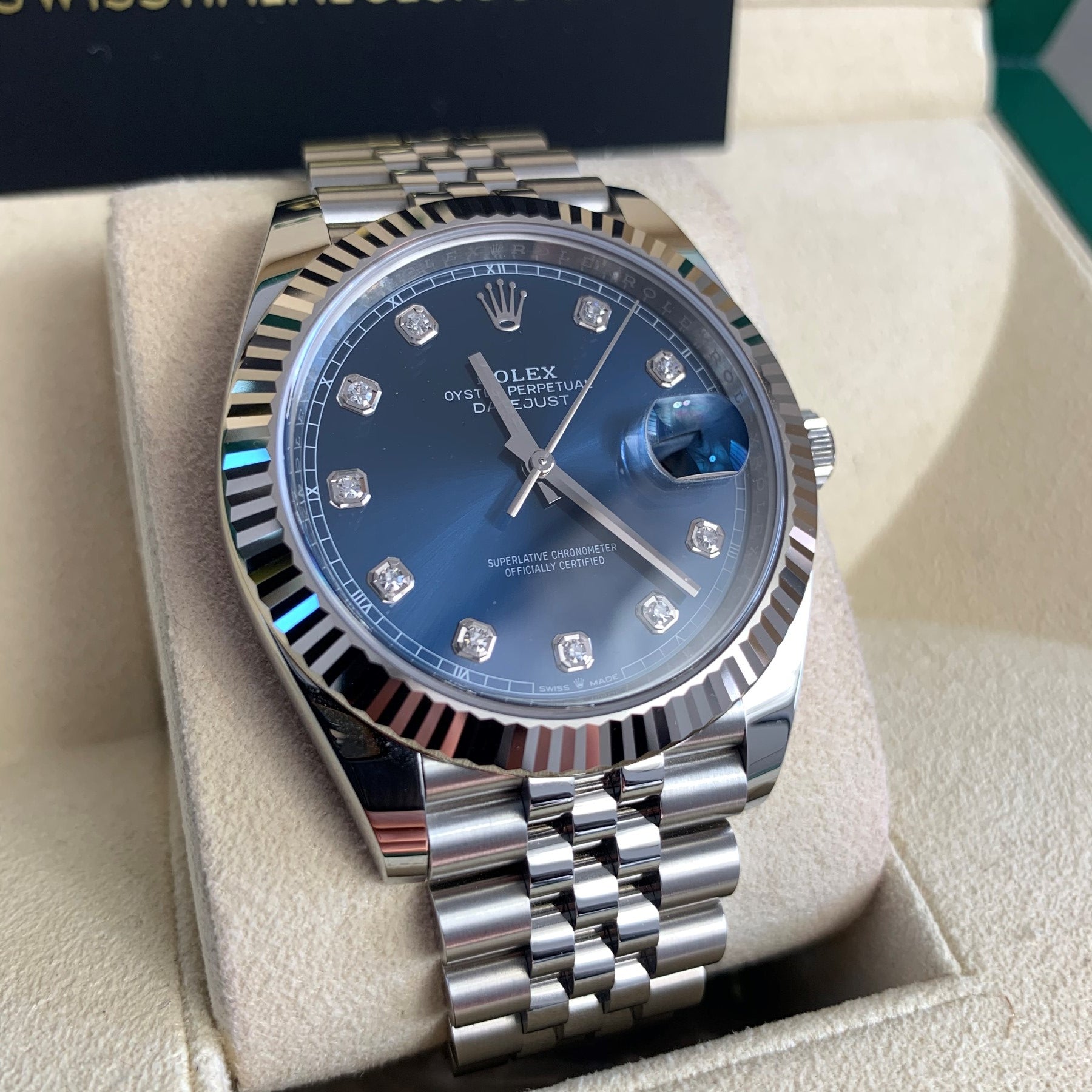 Rolex Datejust 41 126334 Blue Diamond Dial Jubilee Watch SwissTimepieces