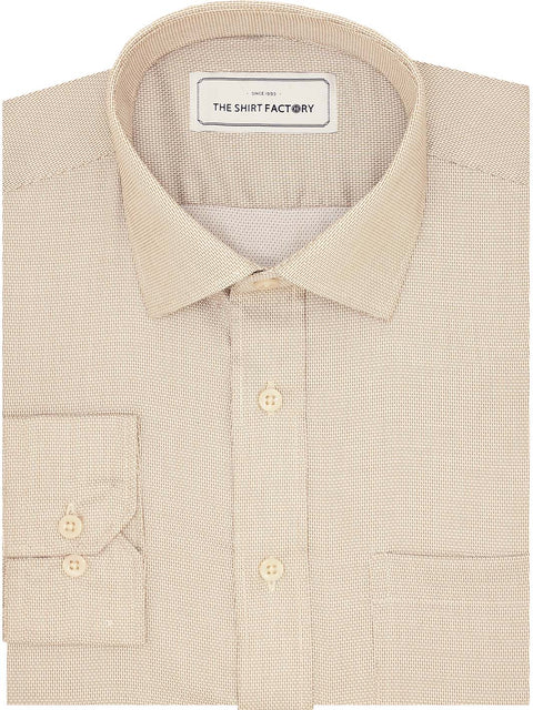 Men's Premium Cotton Dobby Shirt - Beige (1249) - Theshirtfactory