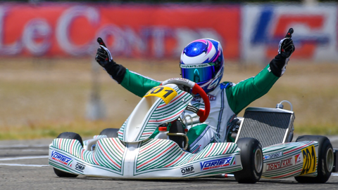 a kart racer celebrating their victory.