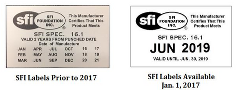 SFI Labels - Racing Harness Expiration Dates