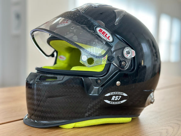 Bell RS7 Carbon Duckbill Racing Helmet With Yello Custom Internal Lining Color - Fast Racer