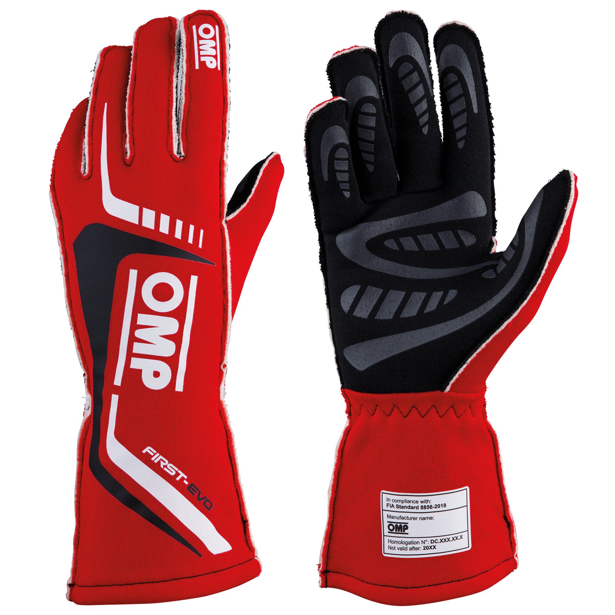 OMP FIRST-EVO Racing Gloves - Red | White | Black / L [US 11]