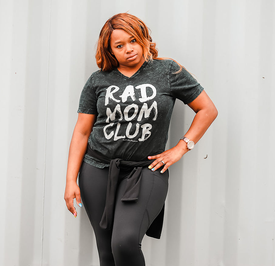 Rad Mom Acid Wash Vneck Tee