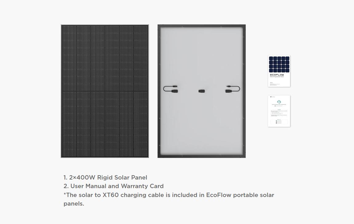 EcoFlow 400W Rigid Solar Panel Inclusions