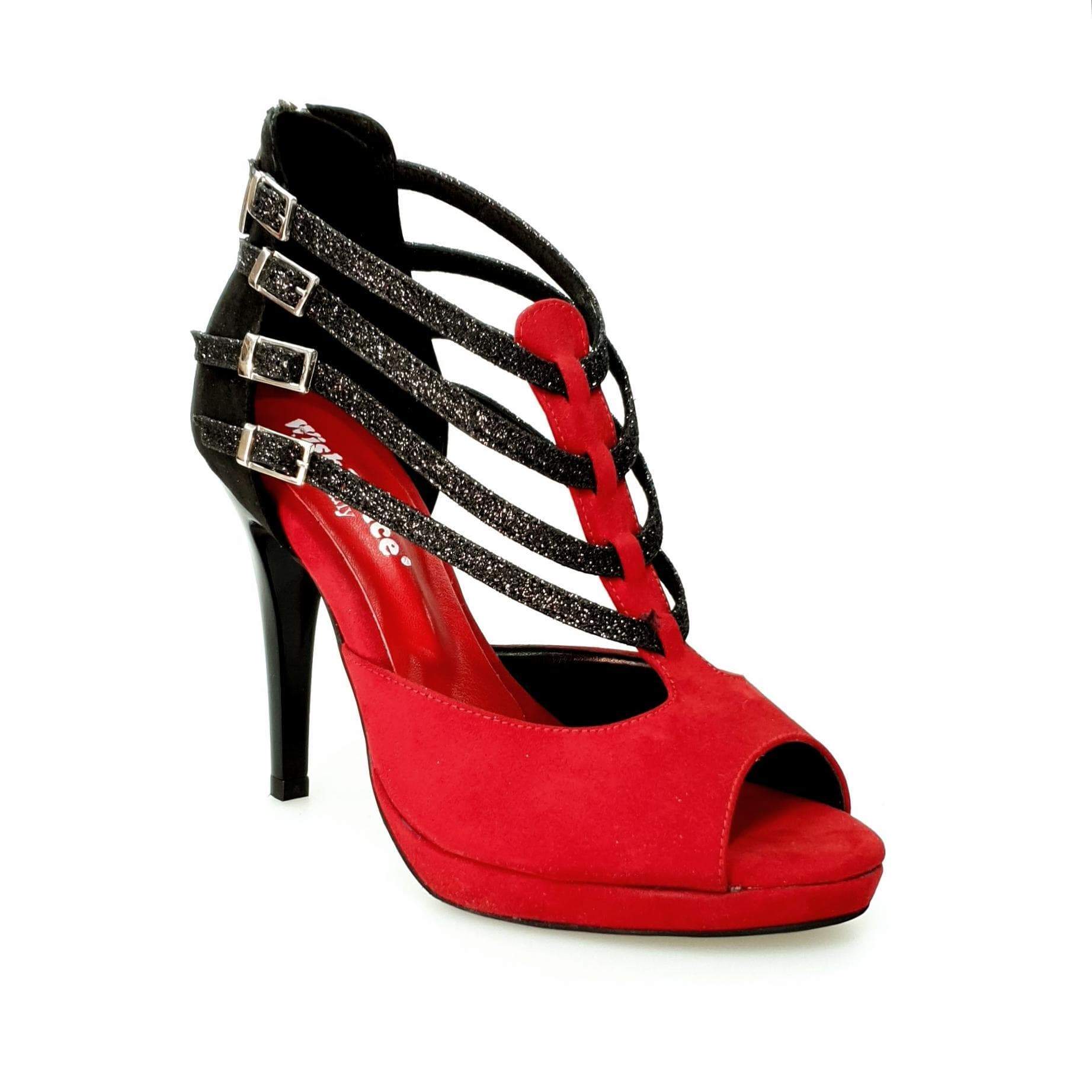 scarpe con plateau rosse