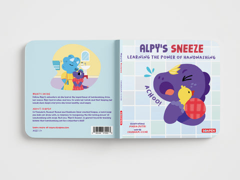 COVER AND BACK OF ALPY'S SNEEZE BOOK