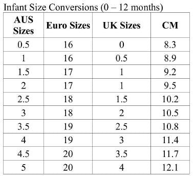 birkenstock size chart for kids