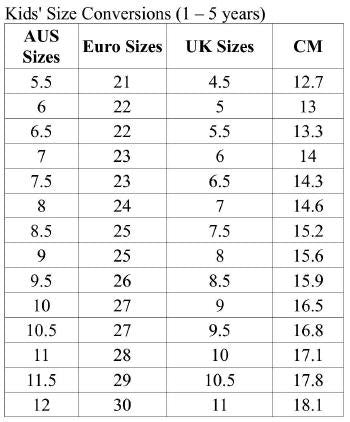 kids birkenstock size chart