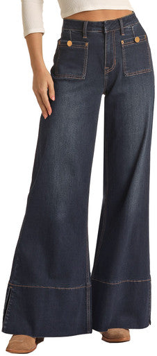 Women's Bargain Bells High Rise Stretch Pull-On Flare Jeans #WPH3504