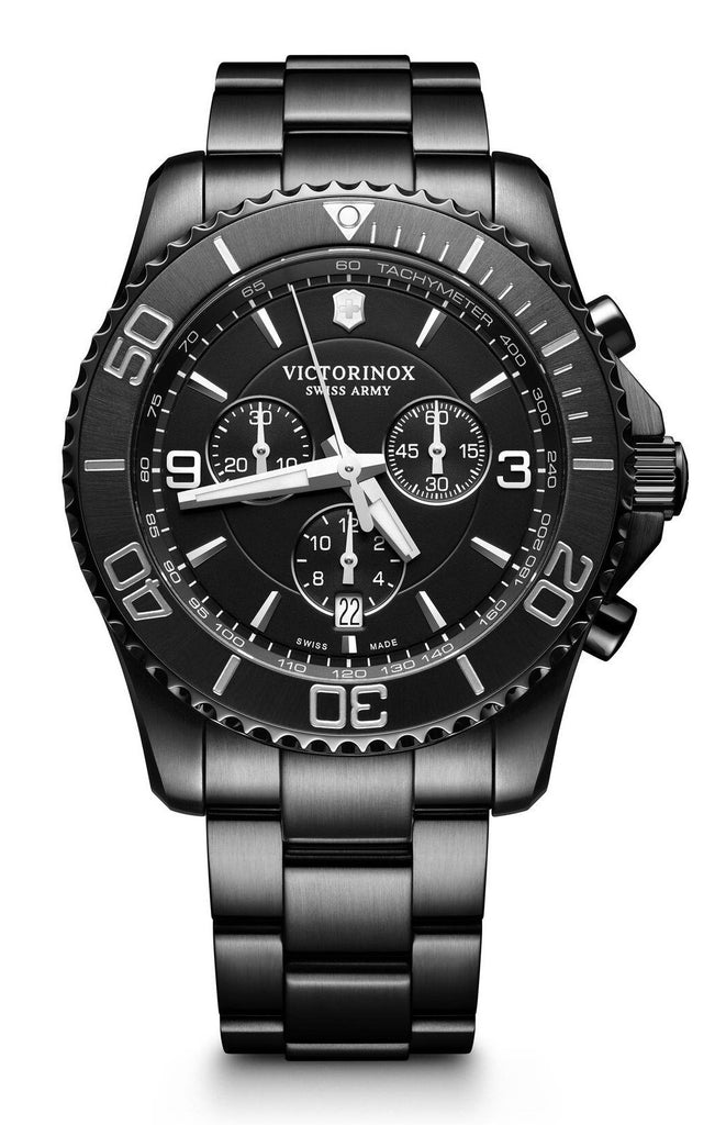 Victorinox Swiss Army Maverick Chronograph Black Stainless Steel Black Dial  Date Mens Watch 241797