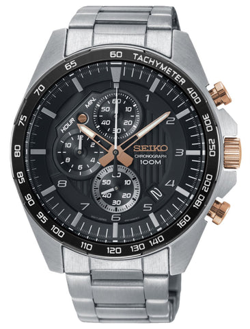 Seiko Chronograph Stainless Steel Date Mens Watch SS – Watches & Beyond