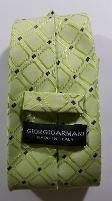 Giorgio Armani Mint Green Diagonal Diamond 100% Silk Designer Tie Italy