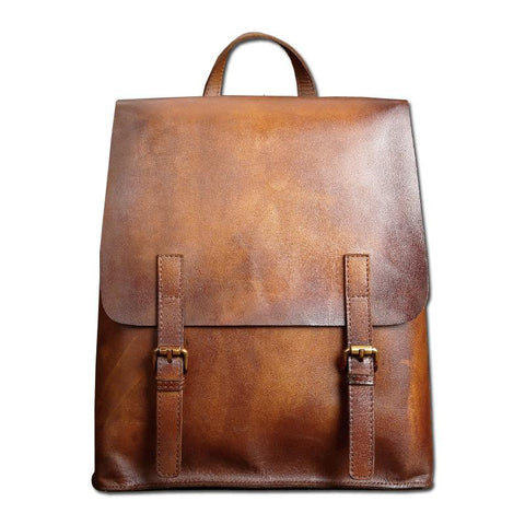 Distressed Genuine Leather Backpack