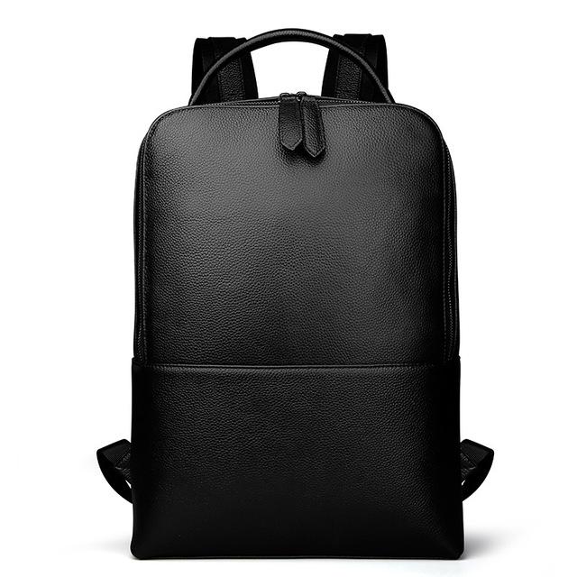 minimalist black leather backpack