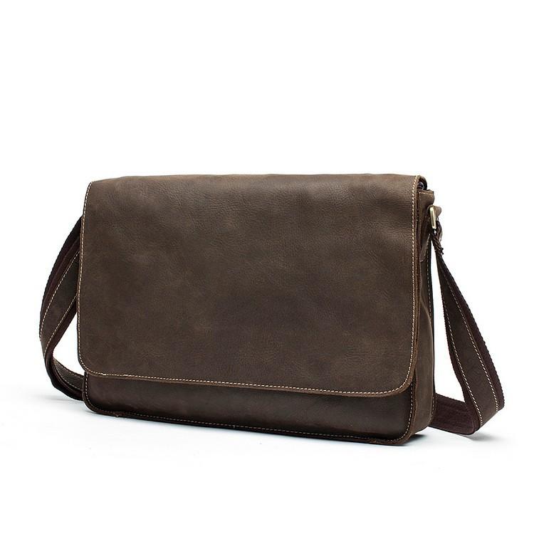 Minimal Vintage Leather Laptop Messenger Bag – Gifts for Designers