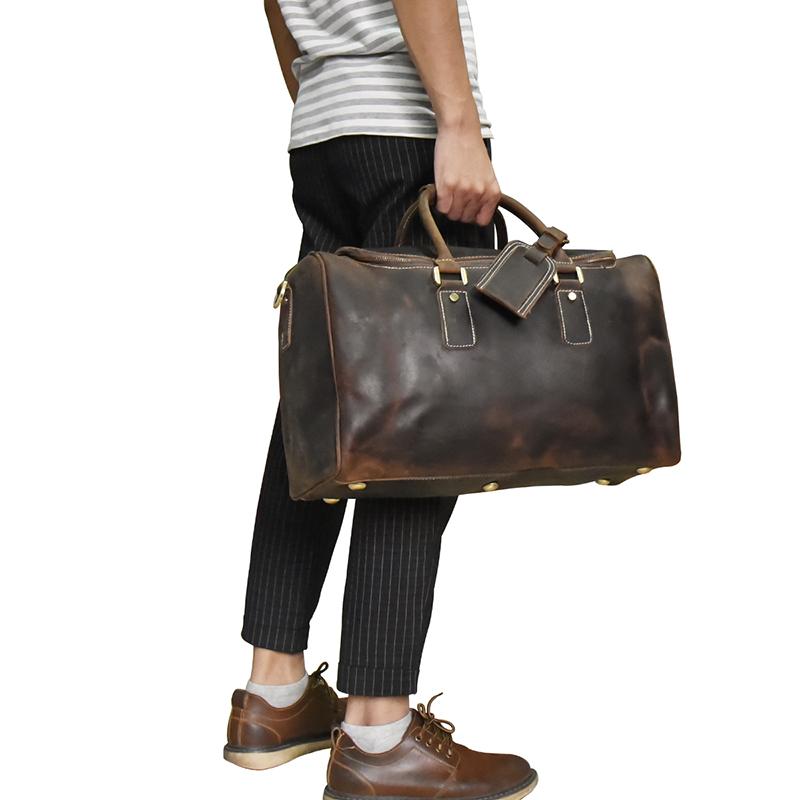 Genuine Leather Overnight Tote Travel Bag – Gifts for Designers