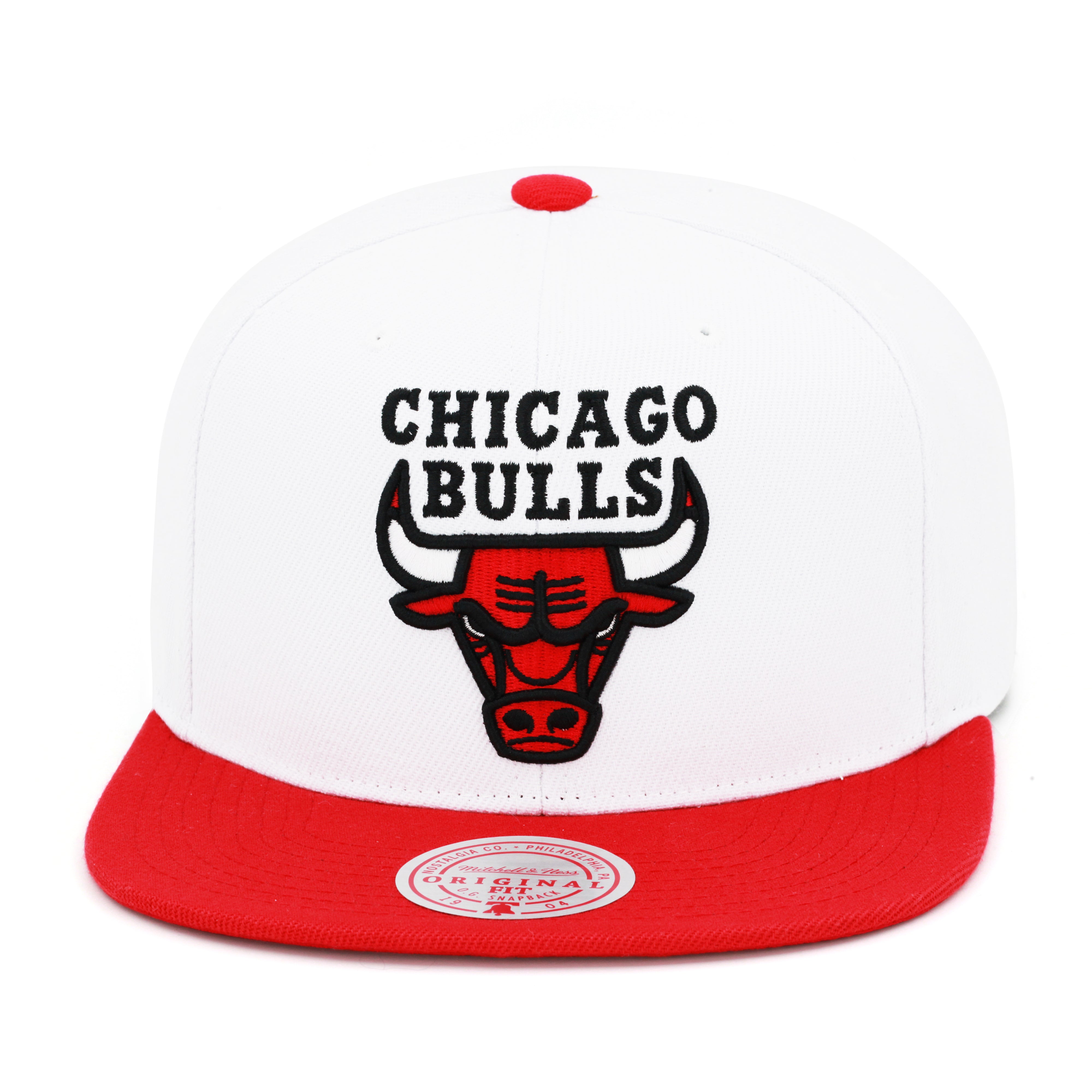 Chicago Bulls Mitchell & Ness Snapback Hat 2-tone White/Red