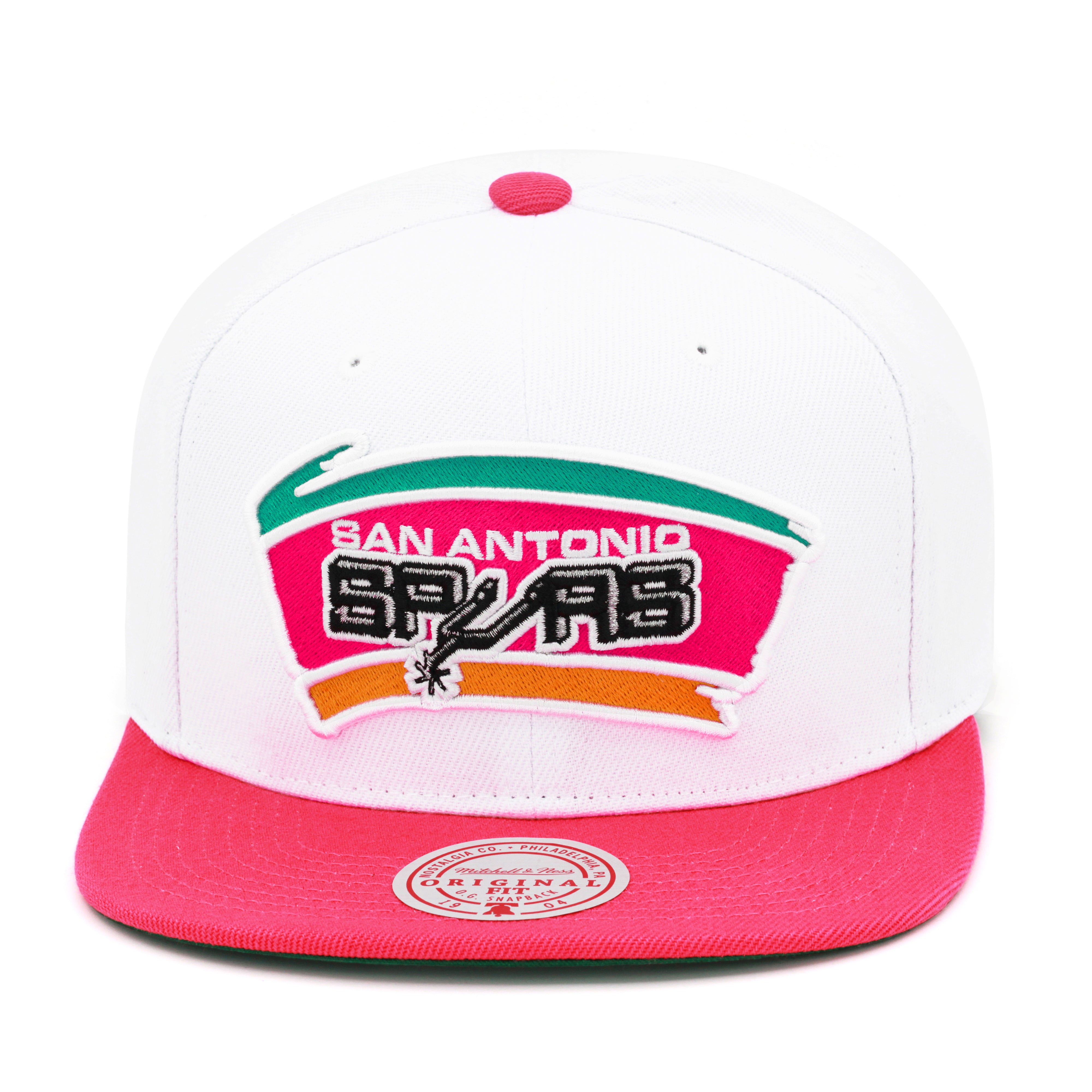 San Antonio Spurs Mitchell & Ness Snapback Hat White/Pink