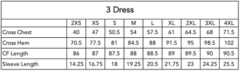 3 Dress measurements