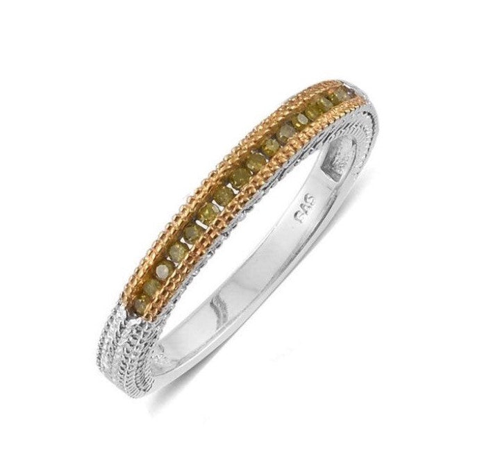 Decorative Platinum Sterling Silver Channel Set YELLOW DIAMOND Band Ring - Shop Until It Hurts