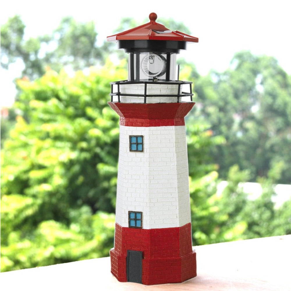 Lighthouse with Rotating Solar LED Light 29cm – Solar Statues