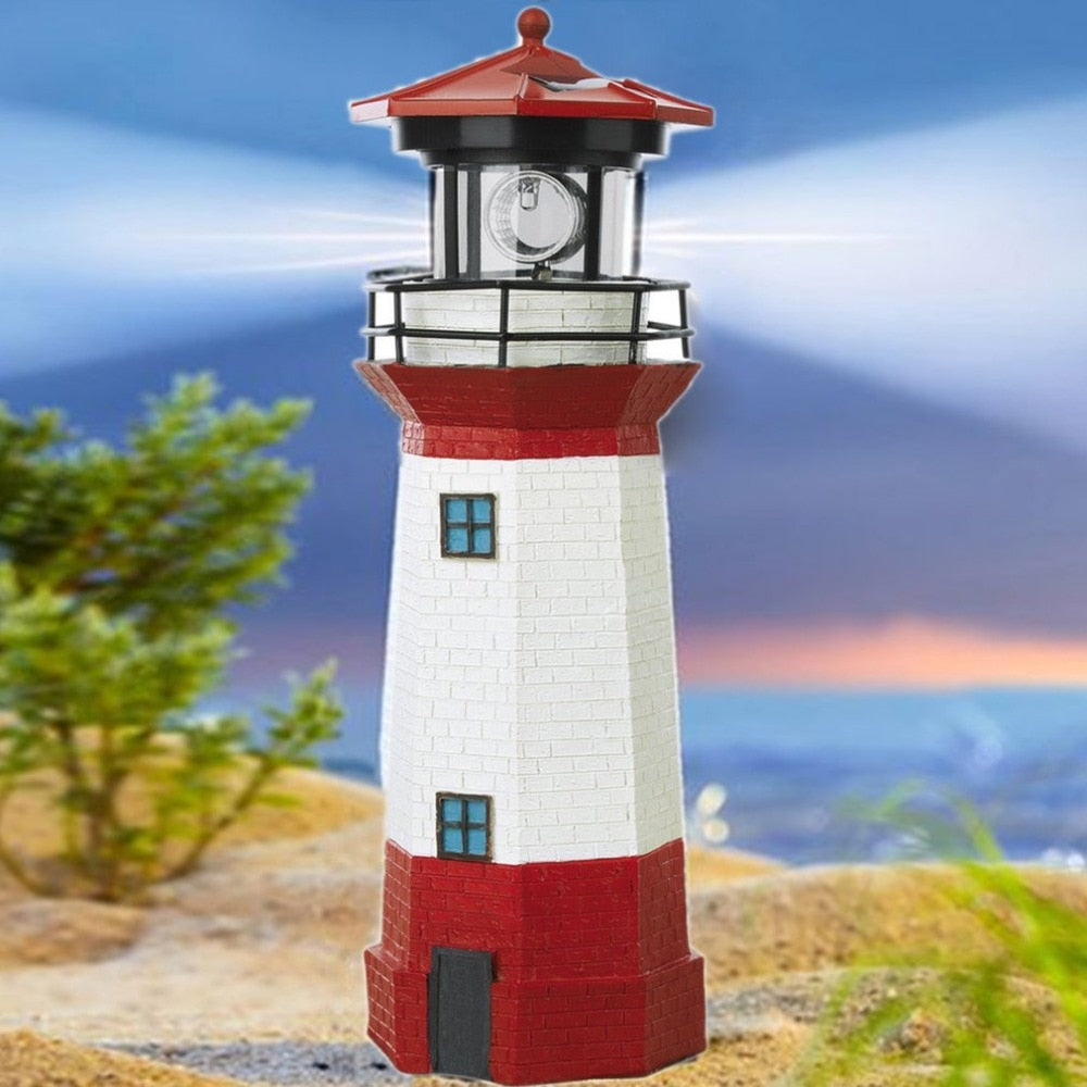 Lighthouse with Rotating Solar LED Light 29cm – Solar Statues